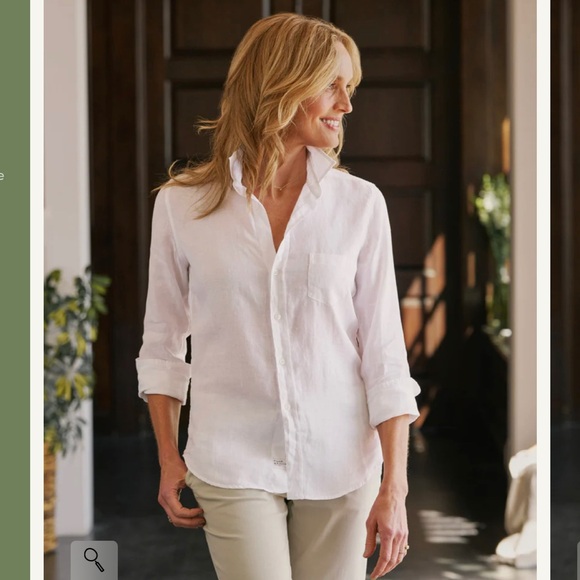 Frank & Eileen White Button Down Shirt with Subtle Stripes - Picture 1 of 5